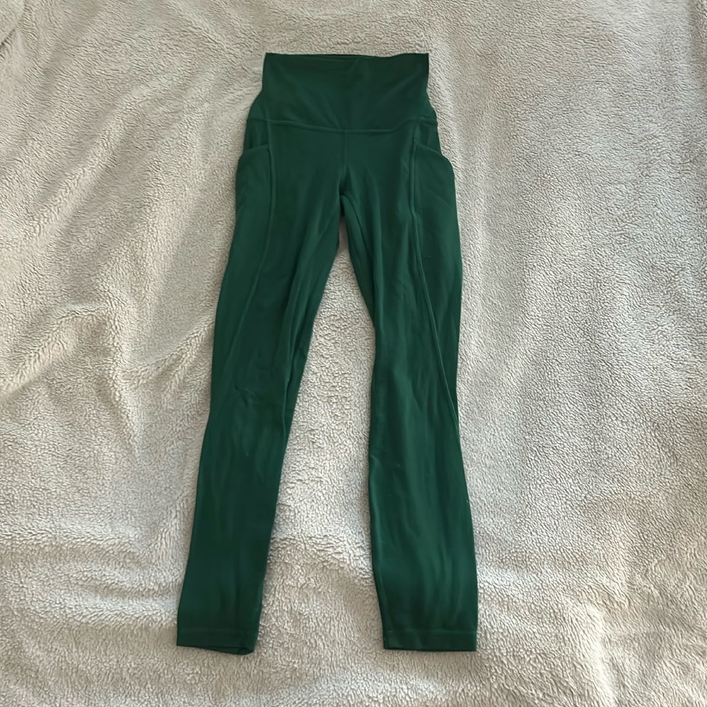 Lululemon Wunder Train High-rise tight leggingsd with pockets in green